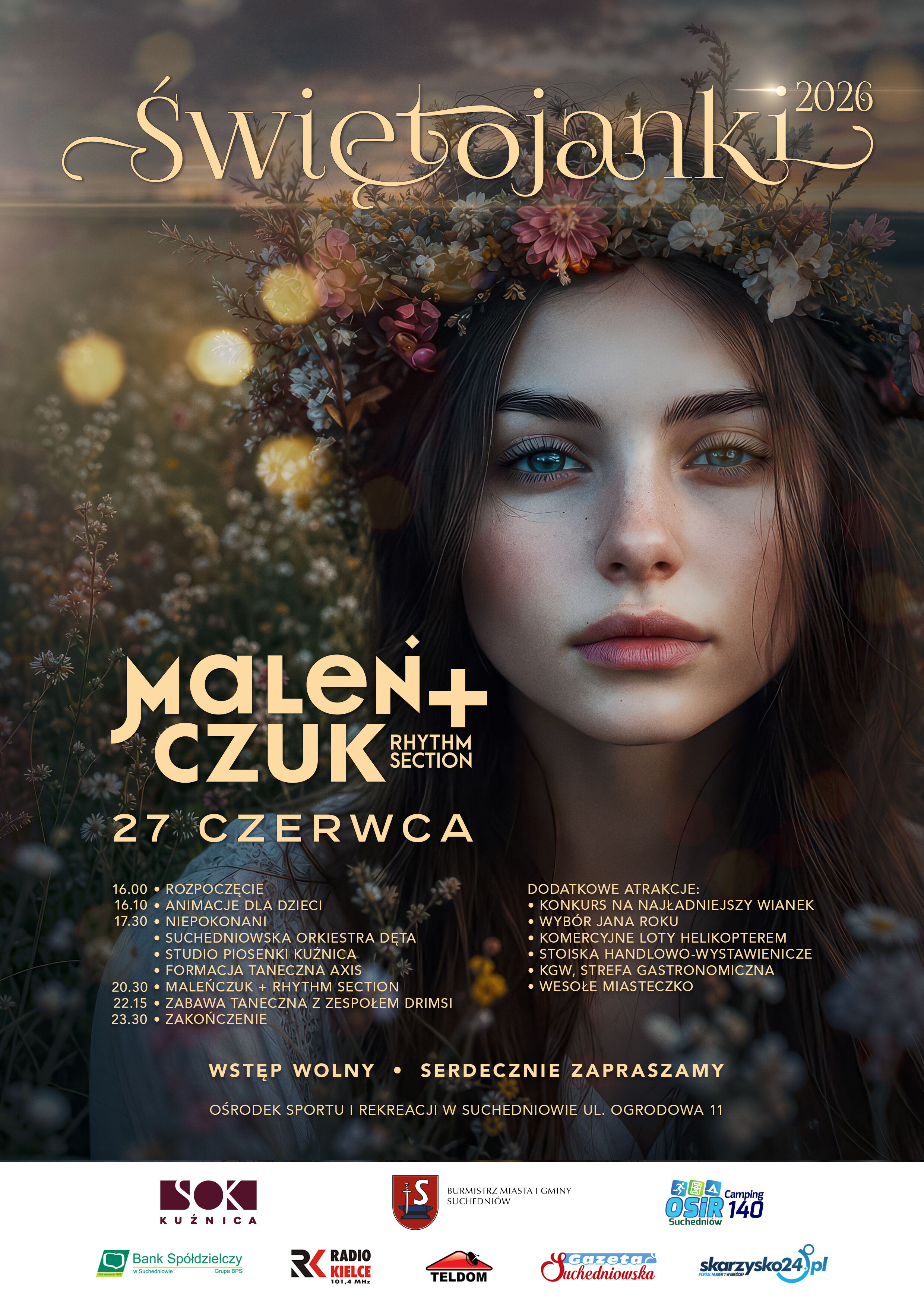 Świętojanki 2026 w Suchedniowie. Gwiazda wieczoru: Maleńczuk + Rhythm Section